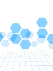 白背景に六角形・亀甲模様を用いてサイエンス‣科学・テクノロジーを表現