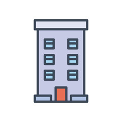 city building with windows line and fill style icon vector design