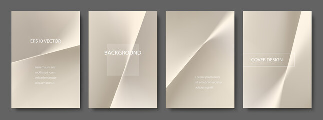 Set of Abstract Champagne Gold Backgrounds. Minimal Cover Design Templates with Copy Space. EPS 10 Vector.