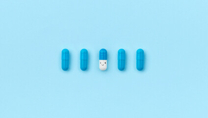 Top view flat lay biologically active supplements