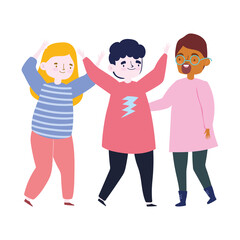 meeting friends, people group celebrating party event cartoon