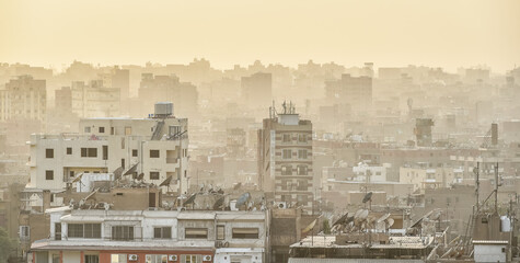 Urban landscape of the roofs of Cairo