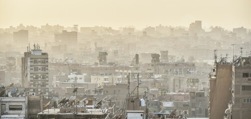 Urban landscape of the roofs of Cairo