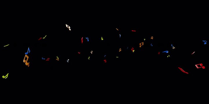 Notes floating around visual effects for 360 VR video.(loopable)