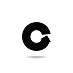 C Letter Arrow Logo Element with shadow