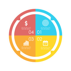 Vector circle chart infographic template with arrow for cycle diagram, graph, web design. Business concept with 4 steps or options. Abstract background.