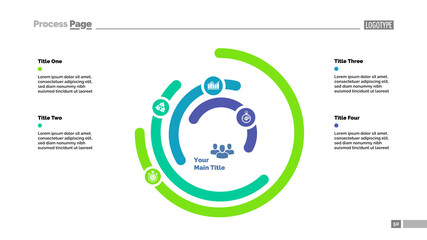 Five layer circular chart slide template. Business data. Graph, diagram, comparison. Creative concept for infographic, presentation. Can be used for topics like recruitment, management, marketing