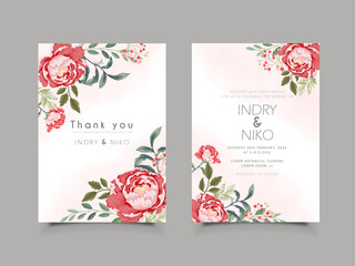 beautiful and elegant wedding invitation card floral concept