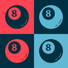 Pop art Billiard pool snooker ball icon isolated on color background. Vector Illustration.