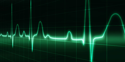 Heart with cardiogram - 2D illustration
