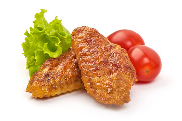 Roasted chicken wings, Buffalo wings, isolated on white background