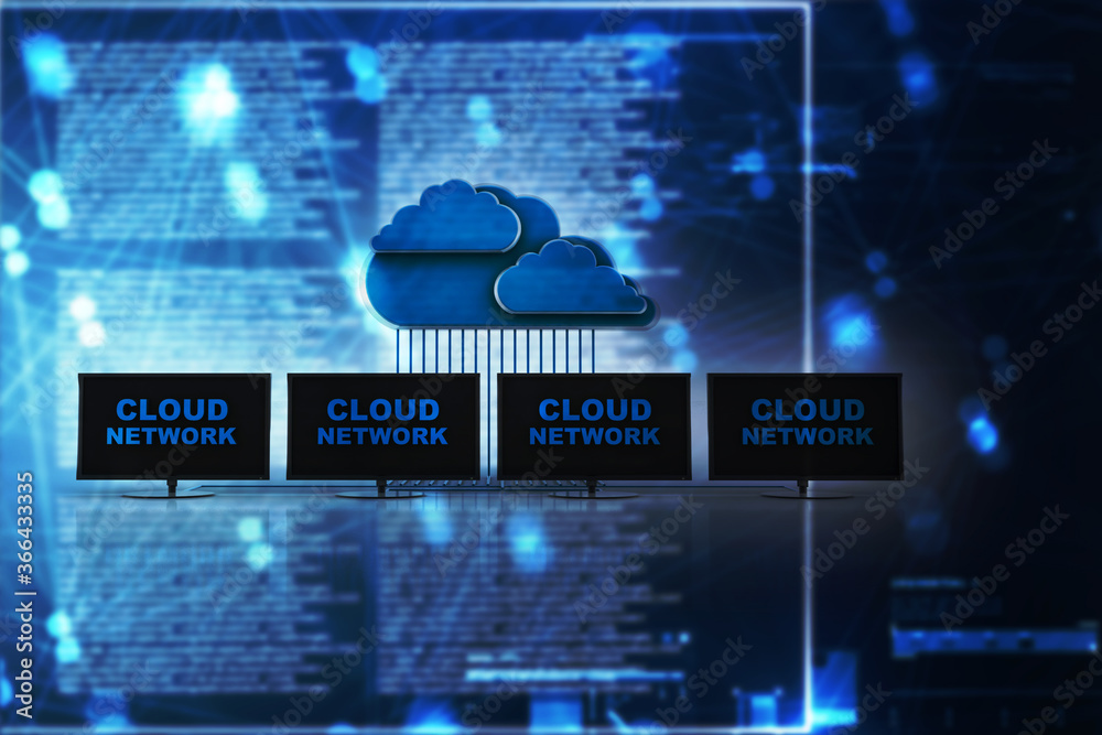 Poster 3d rendering technology computer network