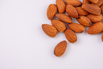 Almond Nuts isolated on white background top view
