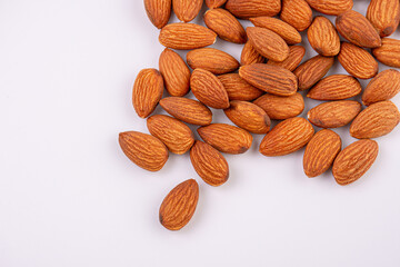 Almond Nuts isolated on white background top view