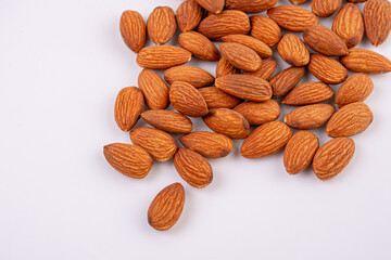 Almond Nuts isolated on white background top view