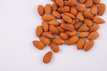 Almond Nuts isolated on white background top view