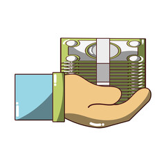 hand with banknotes money icon isolated design shadow