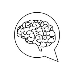 speech bubble with brain icon, line style