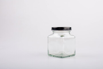 empty glass bottles on white background