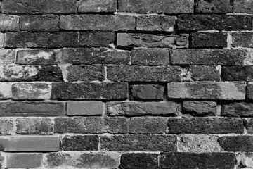 Texture of a brick wall as a background or wallpaper, black and white