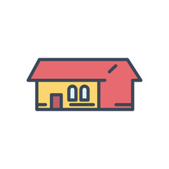 house with windows and door line and fill style icon vector design