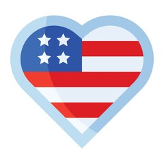Heart shaped usa flag, United state independence day related icon
