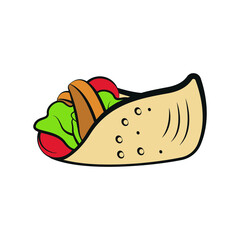 Vector burrito icon template. Traditional food logo concept: kebab, sandwich, shawarma, fajita, durum. Street fast food symbol illustration. Modern design for bar, cafe, stall, delivery