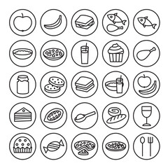 Set of food icon. Collection of food symbol. Vector linear illustration isolated on the white background.