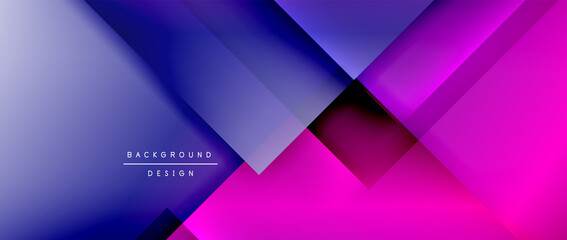 Fototapeta premium Square shapes composition, fluid gradient geometric abstract background. 3D shadow effects, modern design template