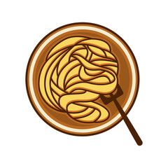Hand drawn vector illustration of a plate of Fettuccine Alfredo.