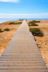 wooden boardwalk  to the atlantic coast, costa vicentina near Carrapateira Portugal