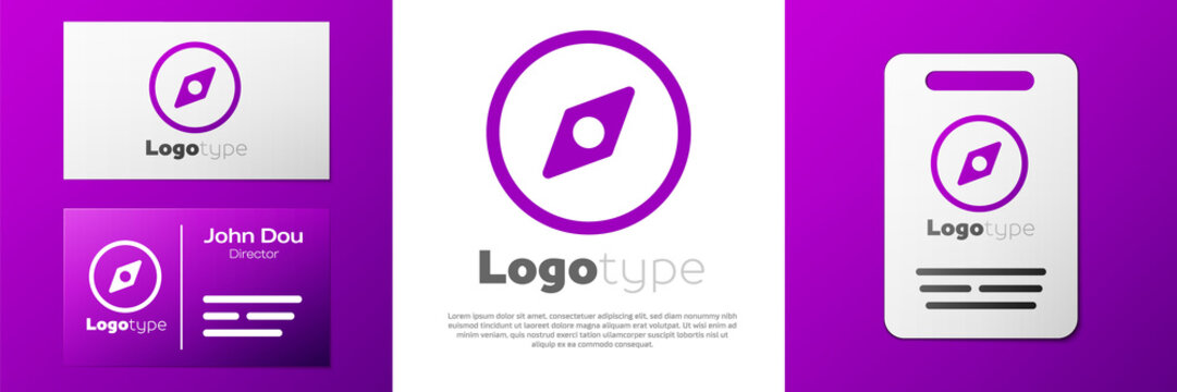 Logotype Compass icon isolated on white background. Windrose navigation symbol. Wind rose sign. Logo design template element. Vector Illustration.
