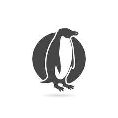 Penguin sketch icon with shadow