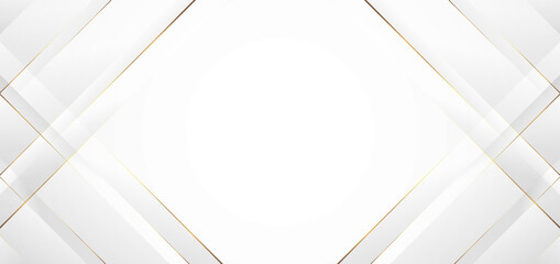 Abstract modern white background paper cut style with golden line  Luxury concept.