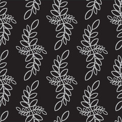
Seamless Pattern Plants Sheets Dark Background Modern Design Template Vector Graphics
