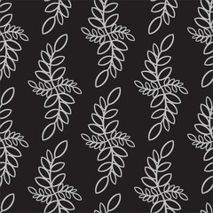 
Seamless Pattern Plants Sheets Dark Background Modern Design Template Vector Graphics