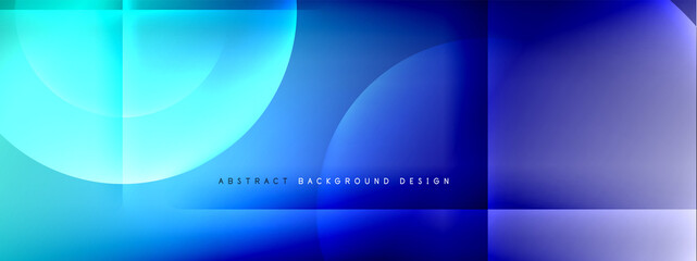 Vector abstract background - circle and cross on fluid gradient with shadows and light effects. Techno or business shiny design templates for text