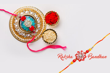 Indian festival Raksha Bandhan , colorful designer Rakhi or Wrist Band
