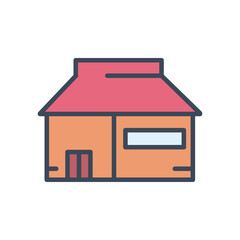 house with window and door line and fill style icon vector design