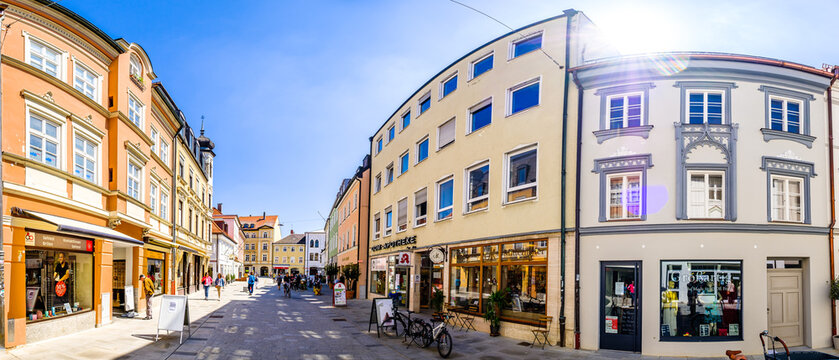 Erding, Germany - April 25: historic buildings at the famous old town of freising on April 25, 2020