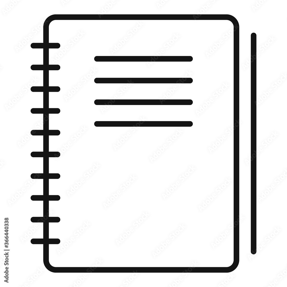 Poster notebook idea article icon. outline notebook idea article vector icon for web design isolated on whi