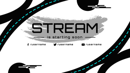 Gaming black white stream background twitch overlay banner © Tanzimul