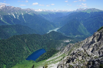Two lakes in the mountains