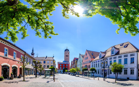 Erding, Germany - April 25: historic buildings at the famous old town of freising on April 25, 2020