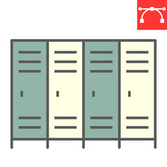 School lockers color line icon, school and education, locker sign vector graphics, editable stroke colorful linear icon, eps 10.