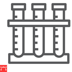 Chemistry line icon, school and education, test tubes sign vector graphics, editable stroke linear icon, eps 10.