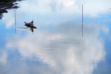 villager fishing in canal