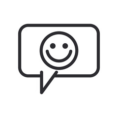 Happy emoji face in bubble line style icon vector design
