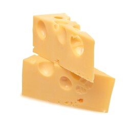Pieces of Cheese, Isolated on White