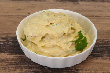 Hummus snack with olive oil